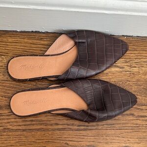Madewell Dark Brown Croc-Pattern Mules